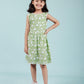 Hand Block Floral Printed Cotton Frock for Kids Girls (Green) - Tweeny Mini