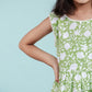 Hand Block Floral Printed Cotton Frock for Kids Girls (Green) - Tweeny Mini