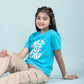 Pure Cotton Graphic Tees for Girls Kids (Aqua Blue) - Tweeny Mini