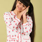 Strawberry Printed Pure Cotton Nightsuit for Girls (Red) - Tweeny Mini