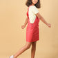 Premium Twill Cotton Pinafore Dress for Girls Kids (Melon Red) - Tweeny Mini