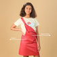 Premium Twill Cotton Pinafore Dress for Girls Kids (Melon Red) - Tweeny Mini