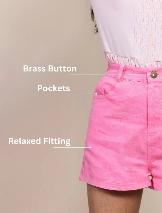 Candy Pink Denim Shorts for Girls