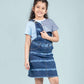 Girls Kids Tie Dye Denim Dungaree Dress (Dark Blue) - Tweeny Mini