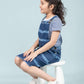 Girls Kids Tie Dye Denim Dungaree Dress (Dark Blue) - Tweeny Mini