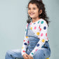 Girls Kids Denim Dungaree with Full Sleeve T-shirt Combo Set (Light Blue) - Tweeny Mini