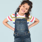 Girls Kids Denim Dungaree Set with Half Sleeve T-Shirt Combo (Dark Blue) - Tweeny Mini