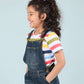 Girls Kids Denim Dungaree Set with Half Sleeve T-Shirt Combo (Dark Blue) - Tweeny Mini