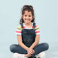 Girls Kids Denim Dungaree Set with Half Sleeve T-Shirt Combo (Dark Blue) - Tweeny Mini