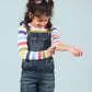 Girls Denim Dungaree with T-Shirt Full Sleeve Combo Set (Dark Blue) - Tweeny Mini