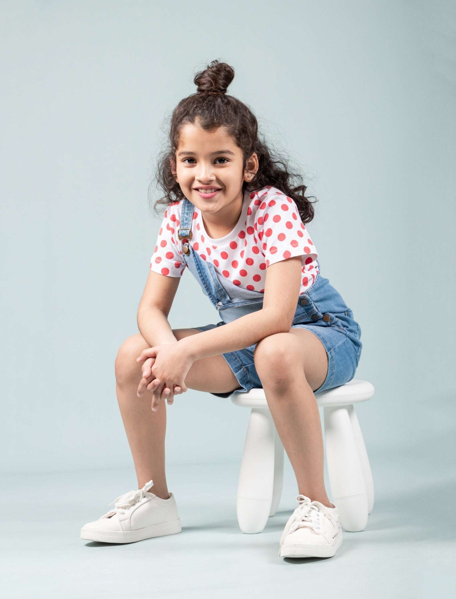 Girls Kids Summer Denim Short Dungaree with T-shirt Combo Set (Light Blue) - Tweeny Mini