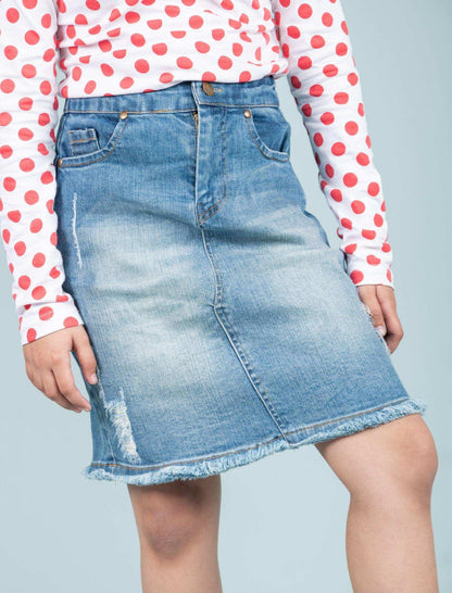 All Season Denim Skirt for Girls Kids (Light Blue) - Tweeny Mini