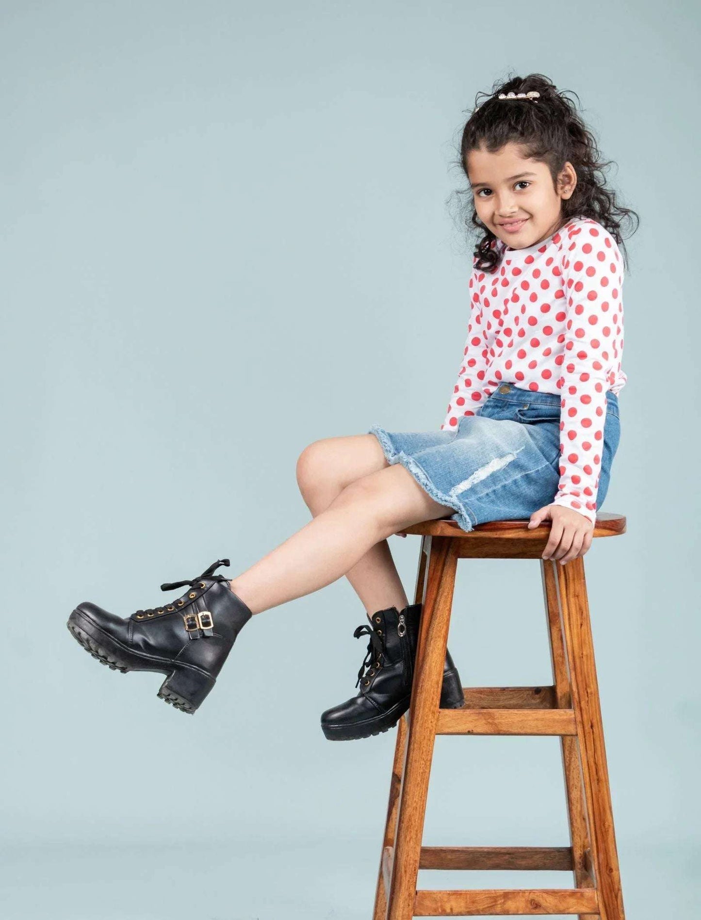 All Season Denim Skirt for Girls Kids (Light Blue) - Tweeny Mini