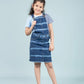 Girls Kids Tie Dye Denim Dungaree Dress (Dark Blue) - Tweeny Mini