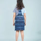 Girls Kids Tie Dye Denim Dungaree Dress (Dark Blue) - Tweeny Mini