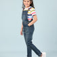 Girls Kids Denim Dungaree Set with Half Sleeve T-Shirt Combo (Dark Blue) - Tweeny Mini