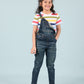Girls Kids Denim Dungaree Set with Half Sleeve T-Shirt Combo (Dark Blue) - Tweeny Mini