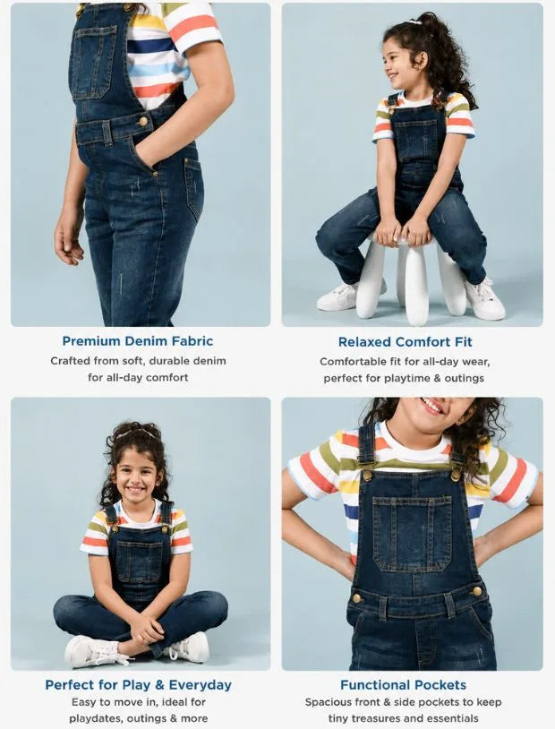  denim dungarees for girls-Tweeny Mini