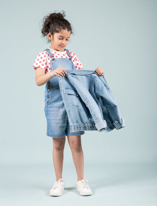 Premium Denim Jacket & Dungaree with T'shirt - 3 Piece Combo Set - Tweeny Mini