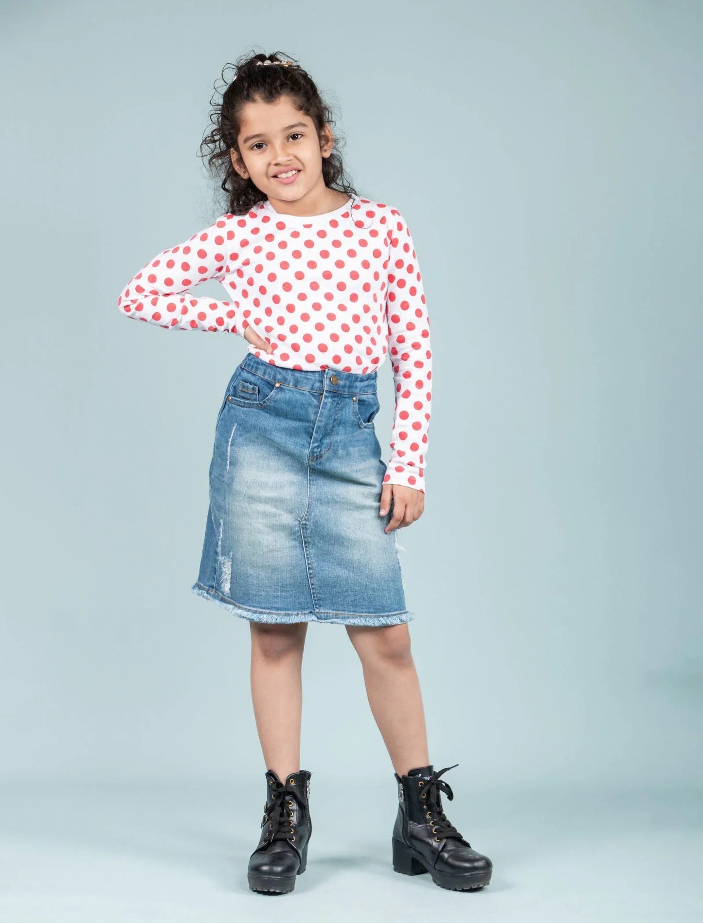 All Season Denim Skirt for Girls Kids (Light Blue) - Tweeny Mini