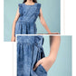 Premium Girls Kids Denim Frill Dress (Dark Blue) - Tweeny Mini