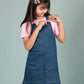Classic Denim Pinafore Dress for Kids Girls with T-shirt (Blue) - Tweeny Mini