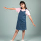 Classic Denim Pinafore Dress for Kids Girls with T-shirt (Blue) - Tweeny Mini
