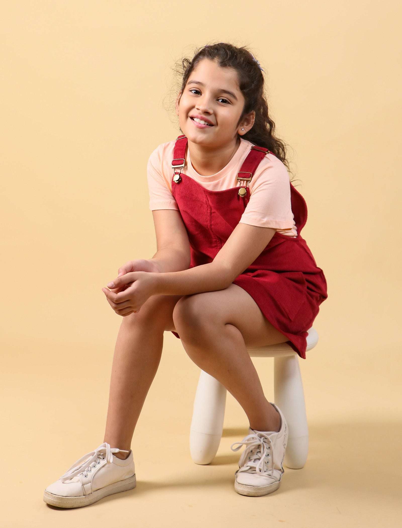 Classic Corduroy Pinafore Dress for Girls Kids (Red) - Tweeny Mini