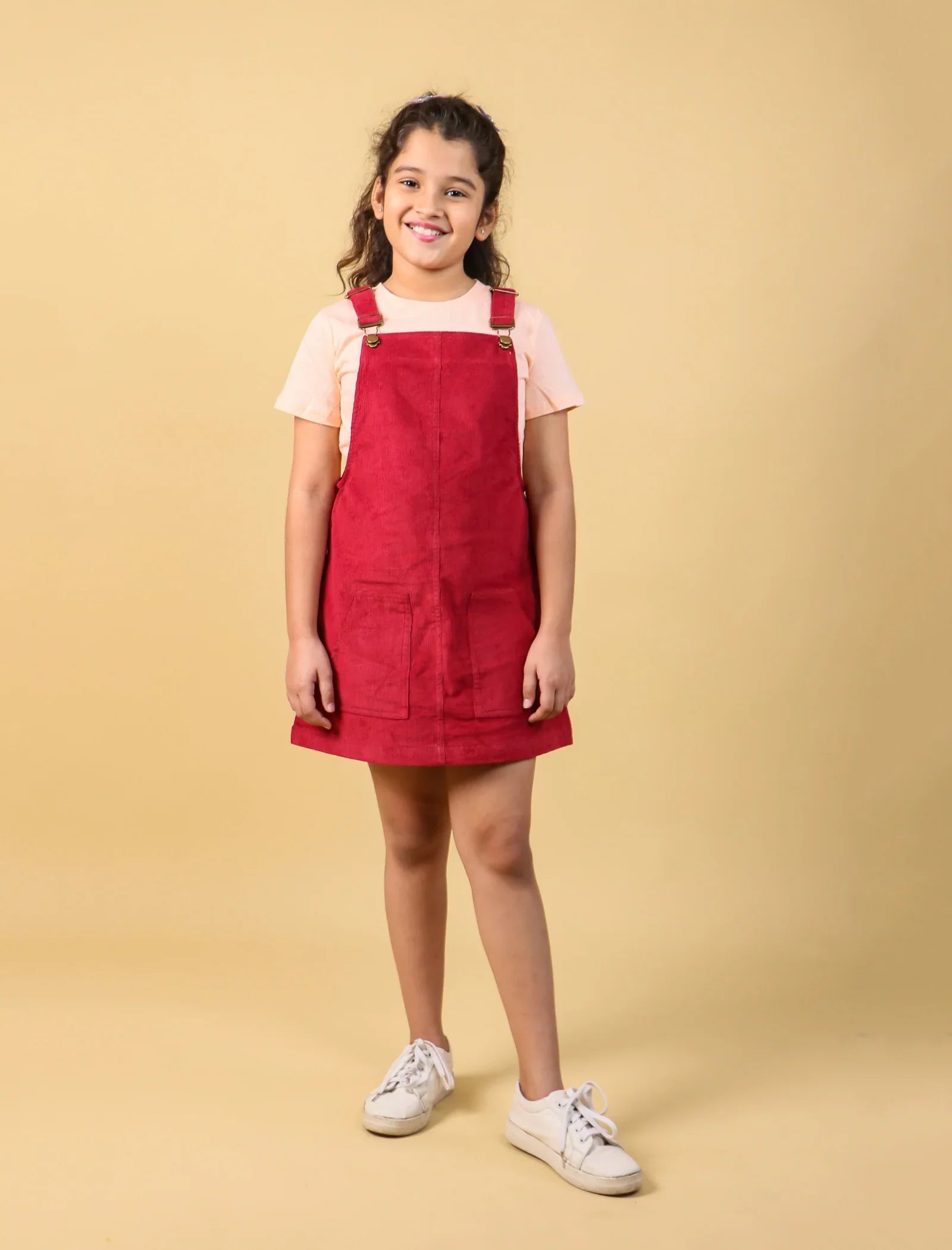 Classic Corduroy Pinafore Dress for Girls Kids (Red) – Tweeny Mini