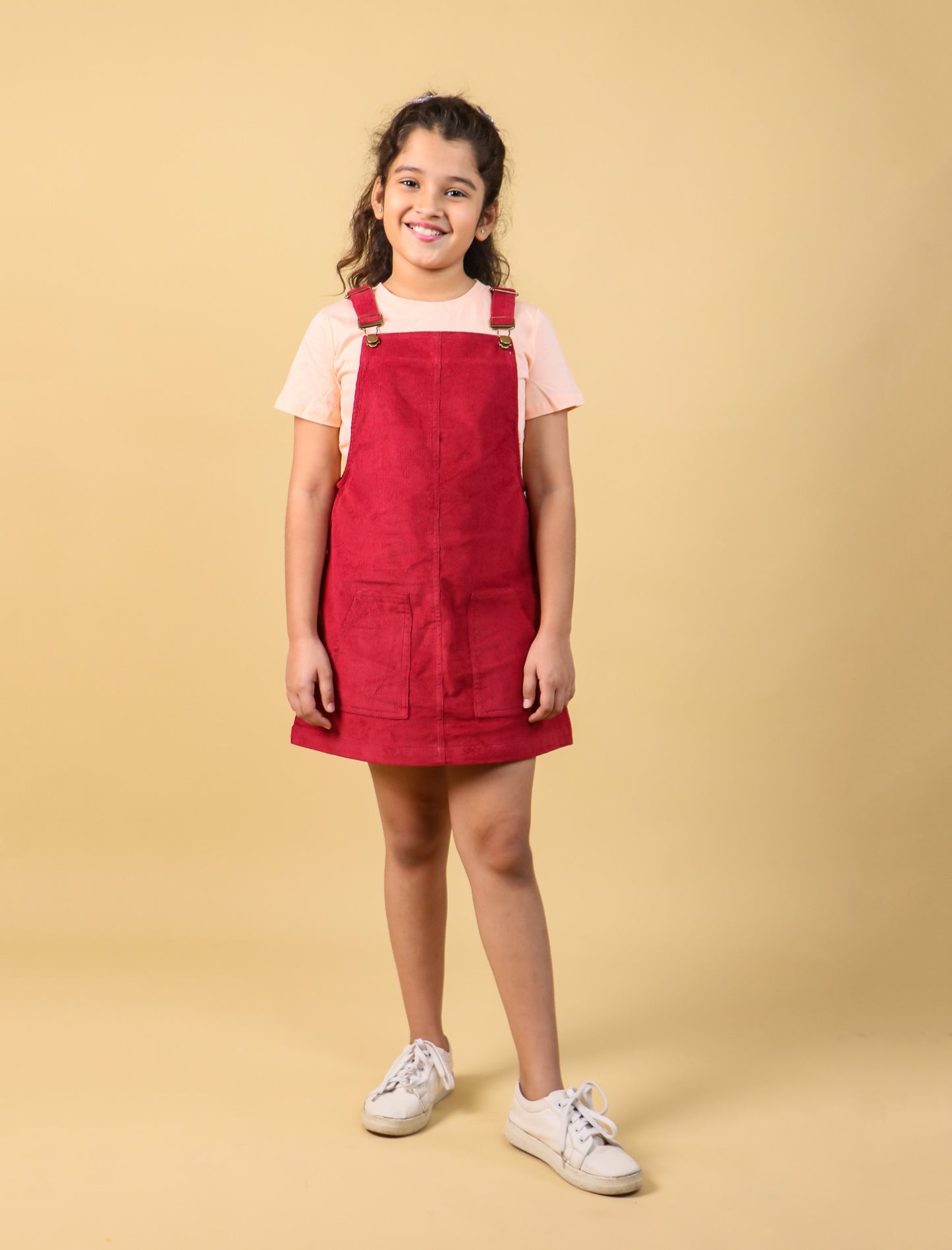 Classic Corduroy Pinafore Dress for Girls Kids (Red) - Tweeny Mini