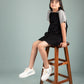 Classic Corduroy Pinafore Dress for Kids Girls with T-shirt (Black) - Tweeny Mini