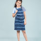 Girls Kids Tie Dye Denim Dungaree Dress with Half Sleeve T-shirt (Dark Blue) - Tweeny Mini