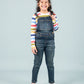 Girls Denim Dungaree with T-Shirt Full Sleeve Combo Set (Dark Blue) - Tweeny Mini