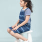 Girls Kids Tie Dye Denim Dungaree Dress with Half Sleeve T-shirt (Dark Blue) - Tweeny Mini