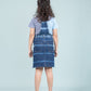 Girls Kids Tie Dye Denim Dungaree Dress with Half Sleeve T-shirt (Dark Blue) - Tweeny Mini