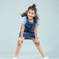 Girls Kids Tie Dye Denim Dungaree Dress with Half Sleeve T-shirt (Dark Blue) - Tweeny Mini