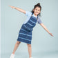 Girls Kids Tie Dye Denim Dungaree Dress with Half Sleeve T-shirt (Dark Blue) - Tweeny Mini