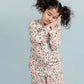 Pure Rayon Floral Night Suit for Girls Kids with Pyjama Set (Full Sleeves, Beige) - Tweeny Mini