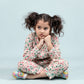 Pure Rayon Floral Night Suit for Girls Kids with Pyjama Set (Full Sleeves, Beige) - Tweeny Mini