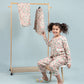 Pure Rayon Floral Night Suit for Girls Kids with Pyjama Set (Full Sleeves, Beige) - Tweeny Mini