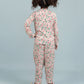 Pure Rayon Floral Night Suit for Girls Kids with Pyjama Set (Full Sleeves, Beige) - Tweeny Mini