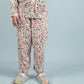 Pure Rayon Floral Night Suit for Girls Kids with Pyjama Set (Full Sleeves, Beige) - Tweeny Mini