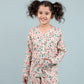 Pure Rayon Floral Night Suit for Girls Kids with Pyjama Set (Full Sleeves, Beige) - Tweeny Mini