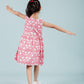 Hand Block Floral Printed Frock for Girls Kids (Red) - Tweeny Mini