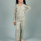 Pure Rayon Floral Nightsuit for Girls Kids (Full Sleeves, Green) - Tweeny Mini