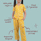 Pure Rayon Floral Nightwear for Girls Kids (Half Sleeve, Yellow) - Tweeny Mini