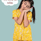 Pure Rayon Floral Nightwear for Girls Kids (Half Sleeve, Yellow) - Tweeny Mini