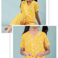 Pure Rayon Floral Nightwear for Girls Kids (Half Sleeve, Yellow) - Tweeny Mini