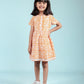 Hand Block Printed Floral Frock for Girls Kids (Orange) - Tweeny Mini