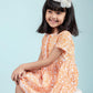 Hand Block Printed Floral Frock for Girls Kids (Orange) - Tweeny Mini